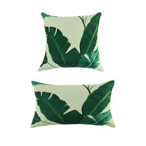 2pcs Green Leaves Throw Pillow Cover Square Cushion Cover 12" and 18" #2